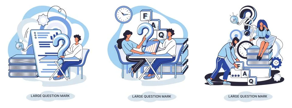 Ladge question mark. Problem and solution concept metaphor. Ask questions. FAQ Stock Illustration