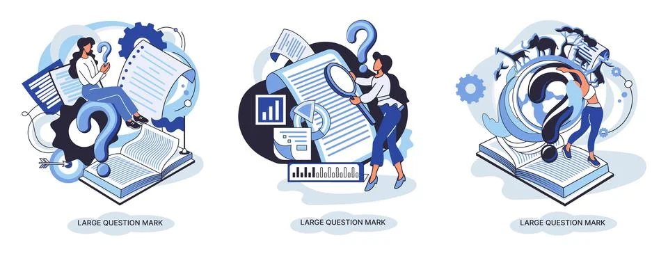 Ladge question mark. Problem and solution concept metaphor. Ask questions. FAQ Stock Illustration