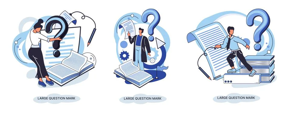 Ladge question mark. Problem and solution concept metaphor. Ask questions. FAQ 스톡 일러스트