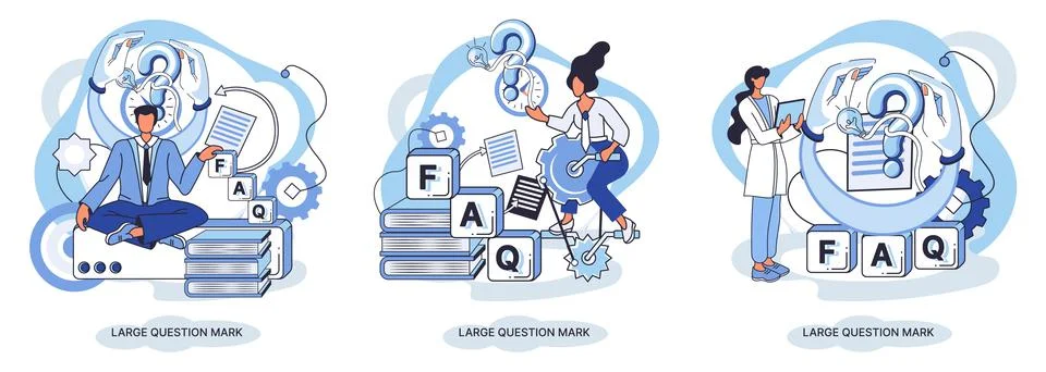 Ladge question mark. Problem and solution concept metaphor. Ask questions. FAQ 스톡 일러스트