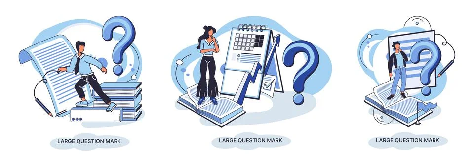 Ladge question mark. Problem and solution concept metaphor. Ask questions. FAQ 스톡 일러스트