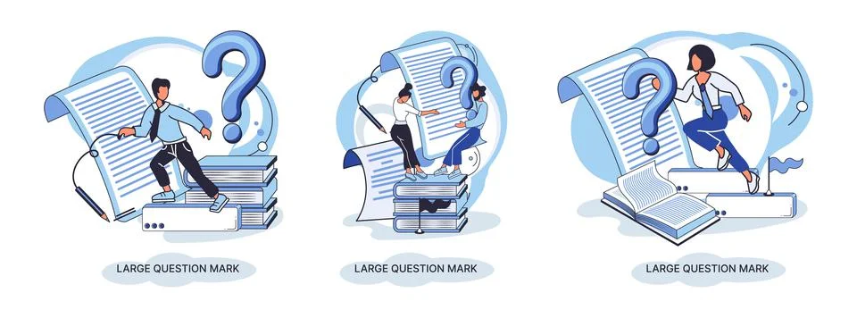 Ladge question mark. Problem and solution concept metaphor. Ask questions. FAQ イラスト素材