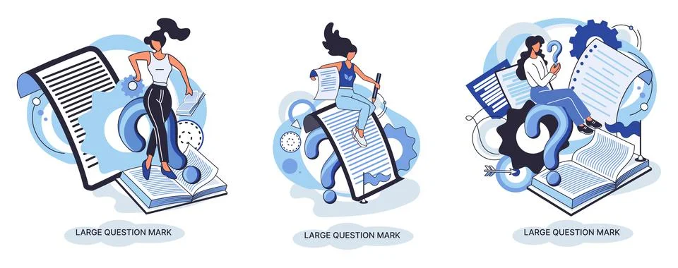 Ladge question mark. Problem and solution concept metaphor. Ask questions. FAQ Illustrazione stock