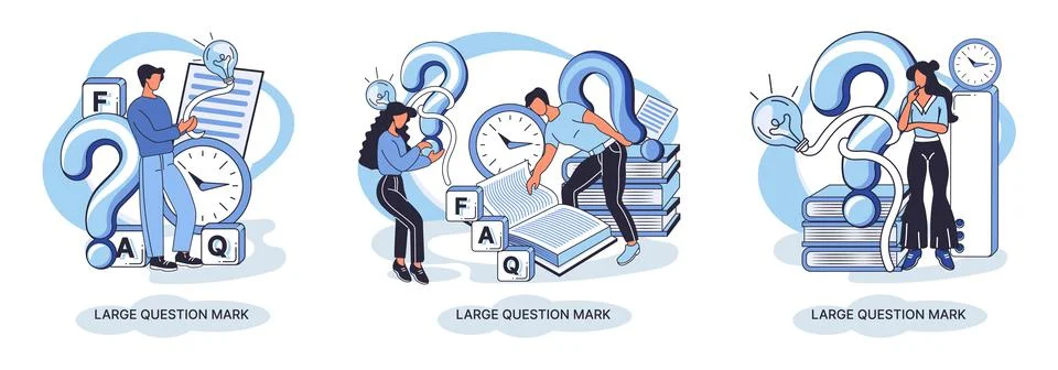 Ladge question mark. Problem and solution concept metaphor. Ask questions. FAQ 스톡 일러스트