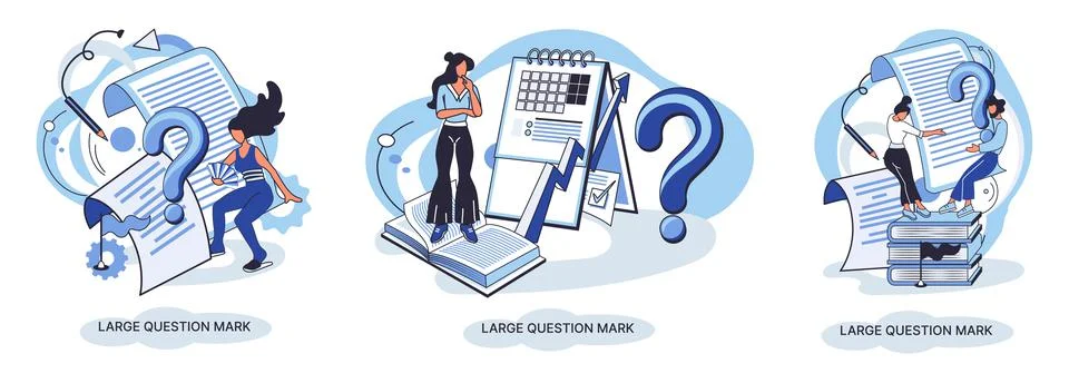 Ladge question mark. Problem and solution concept metaphor. Ask questions. FAQ Illustrazione stock