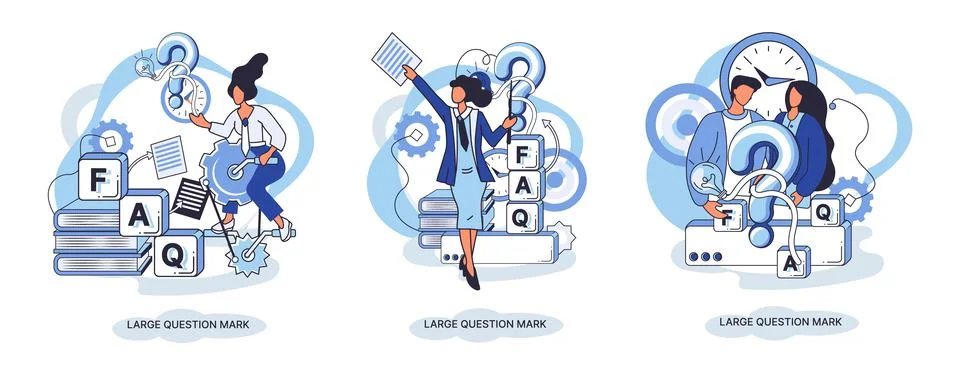 Ladge question mark. Problem and solution concept metaphor. Ask questions. FAQ 스톡 일러스트