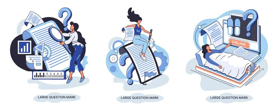 Ladge question mark. Problem and solution concept metaphor. Ask questions. FAQ 스톡 일러스트