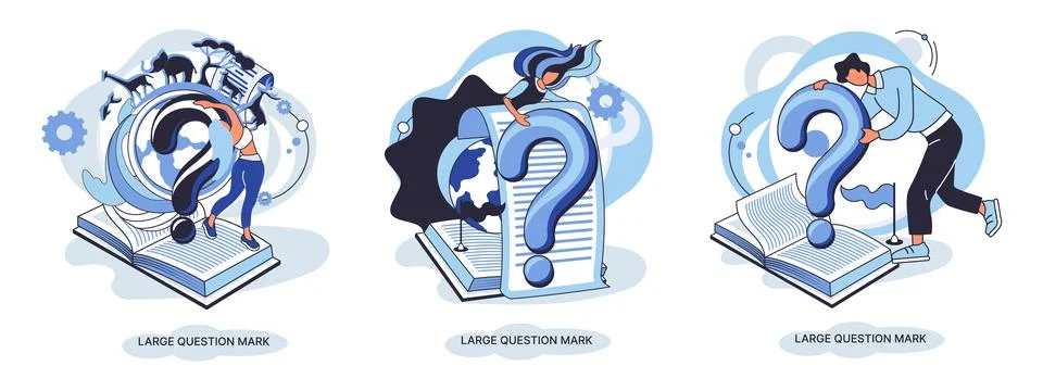 Ladge question mark. Problem and solution concept metaphor. Ask questions. FAQ 스톡 일러스트