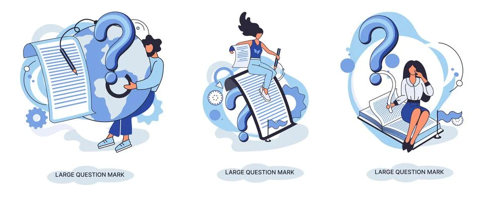 Ladge question mark. Problem and solution concept metaphor. Ask questions. FAQ Stock Illustration