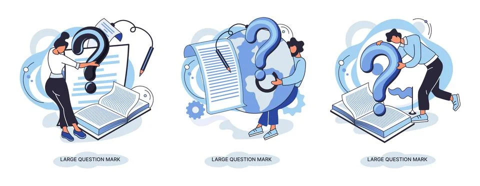 Ladge question mark. Problem and solution concept metaphor. Ask questions. FAQ 스톡 일러스트