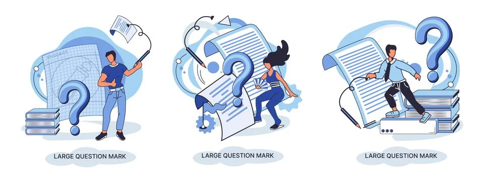 Ladge question mark. Problem and solution concept metaphor. Ask questions. FAQ Stock Illustration