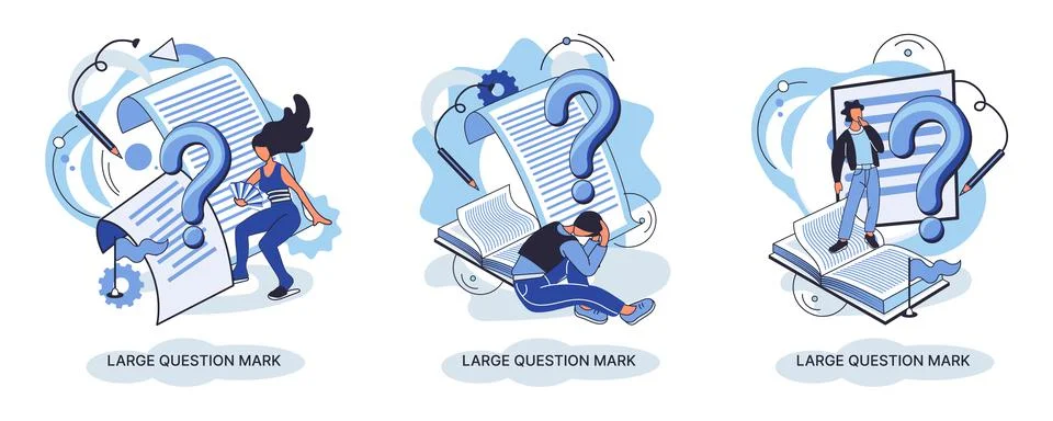 Ladge question mark. Problem and solution concept metaphor. Ask questions. FAQ 스톡 일러스트