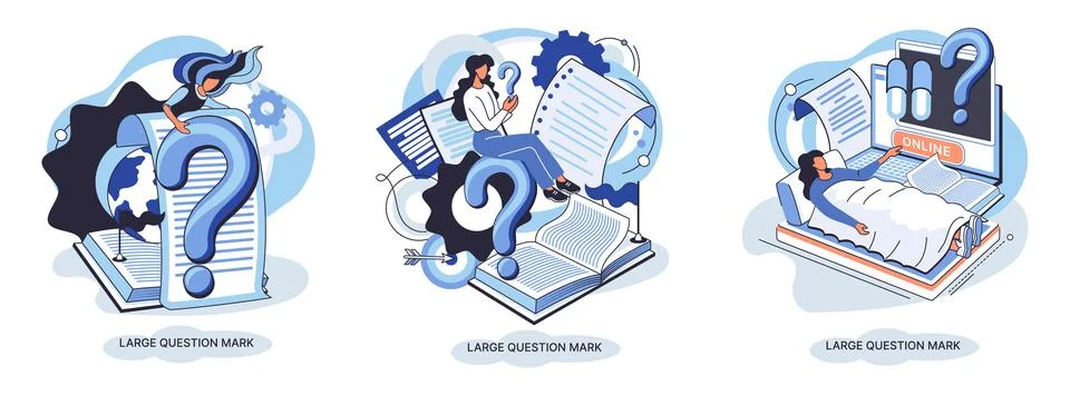 Ladge question mark. Problem and solution concept metaphor. Ask questions. FAQ 스톡 일러스트