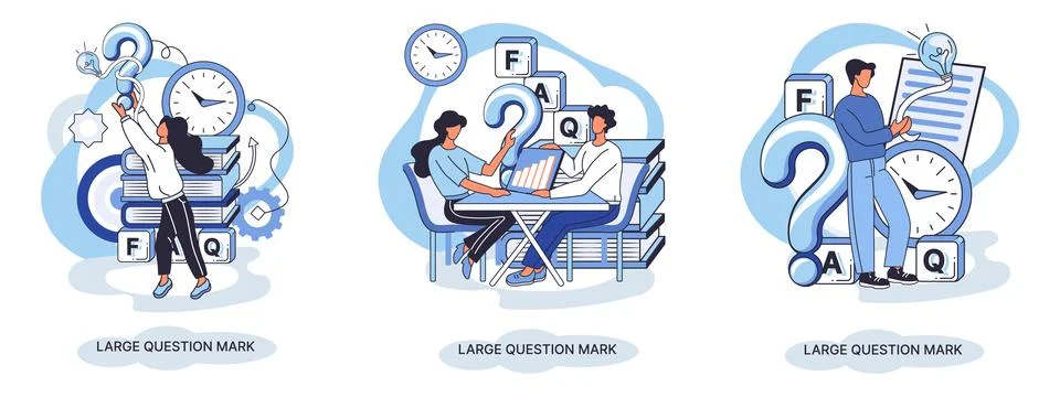 Ladge question mark. Problem and solution concept metaphor. Ask questions. FAQ イラスト素材