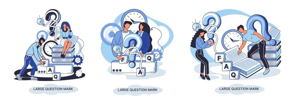 Ladge question mark. Problem and solution concept metaphor. Ask questions. FAQ イラスト素材
