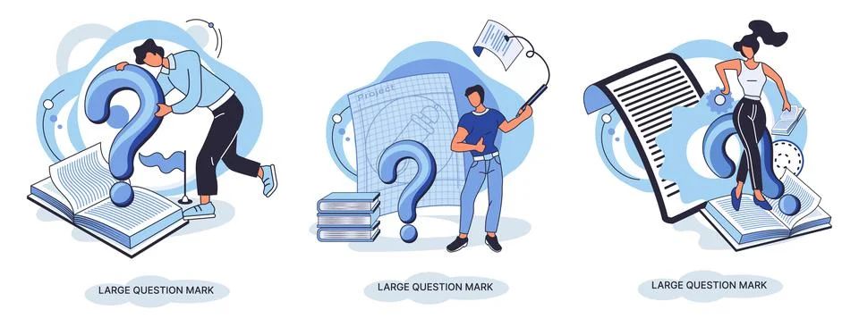 Ladge question mark. Problem and solution concept metaphor. Ask questions. FAQ Stock Illustration