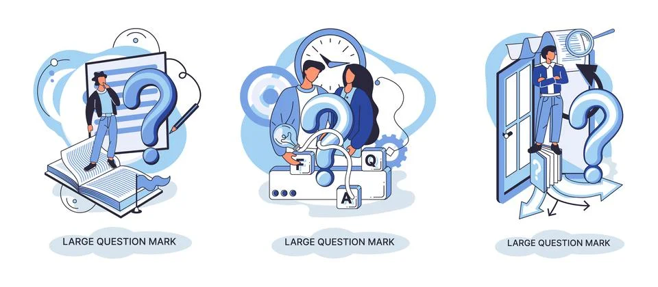 Ladge question mark. Problem and solution concept metaphor. Ask questions. FAQ 스톡 일러스트