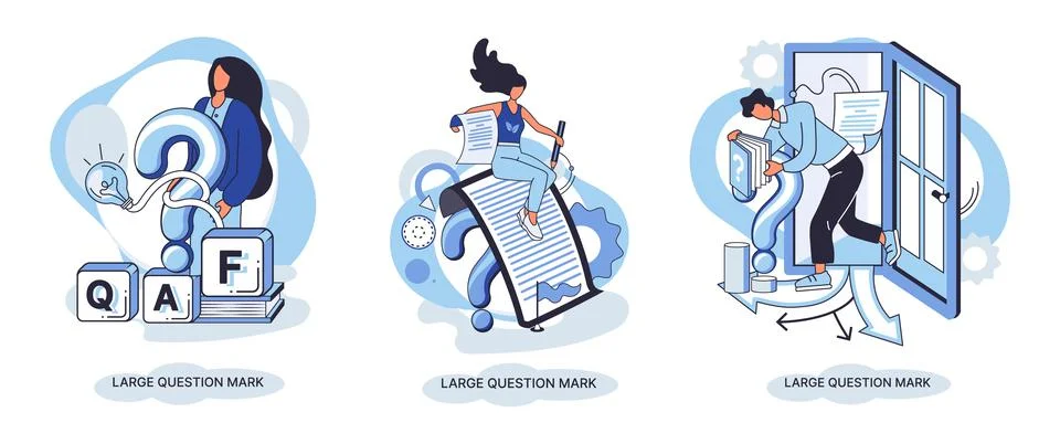 Ladge question mark. Problem and solution concept metaphor. Ask questions. FAQ イラスト素材