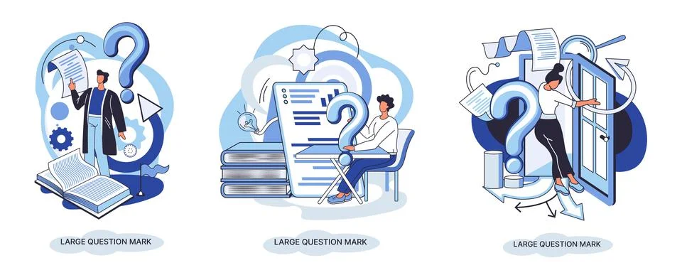 Ladge question mark. Problem and solution concept metaphor. Ask questions. FAQ 스톡 일러스트