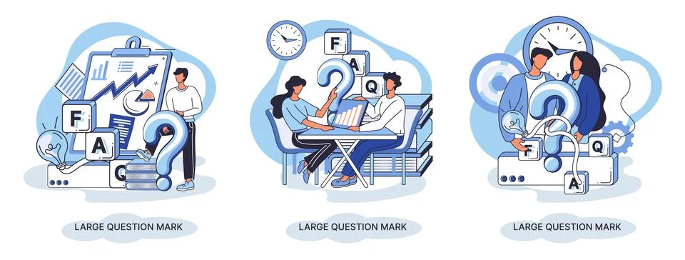 Ladge question mark. Problem and solution concept metaphor. Ask questions. FAQ イラスト素材