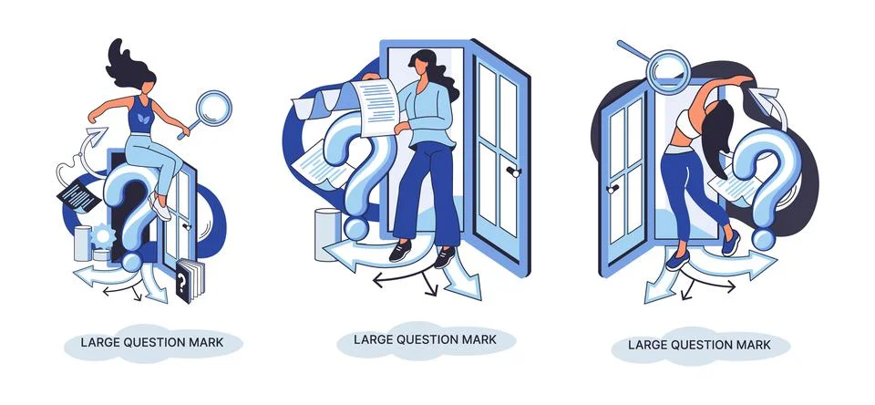 Ladge question mark. Problem and solution concept metaphor. Ask questions. FAQ 스톡 일러스트