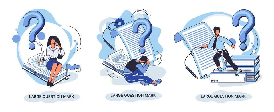 Ladge question mark. Problem and solution concept metaphor. Ask questions. FAQ 스톡 일러스트