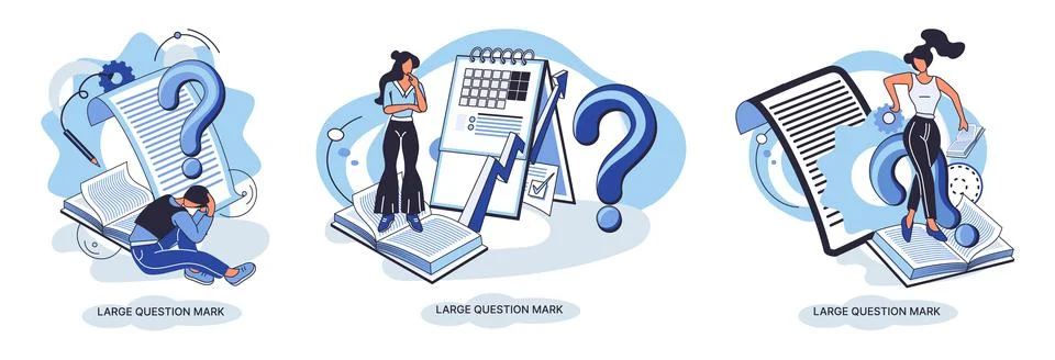 Ladge question mark. Problem and solution concept metaphor. Ask questions. FAQ Stock Illustration