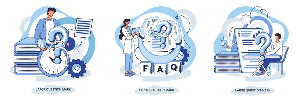 Ladge question mark. Problem and solution concept metaphor. Ask questions. FAQ 스톡 일러스트