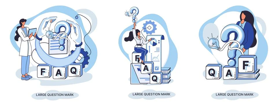 Ladge question mark. Problem and solution concept metaphor. Ask questions. FAQ 스톡 일러스트