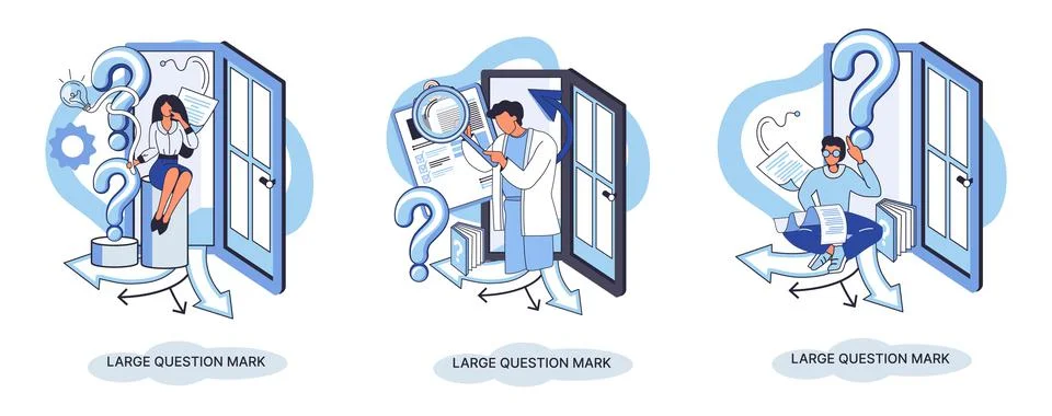 Ladge question mark. Problem and solution concept metaphor. Ask questions. FAQ 스톡 일러스트