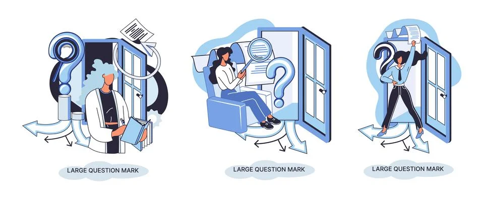 Ladge question mark. Problem and solution concept metaphor. Ask questions. FAQ Stock Illustration