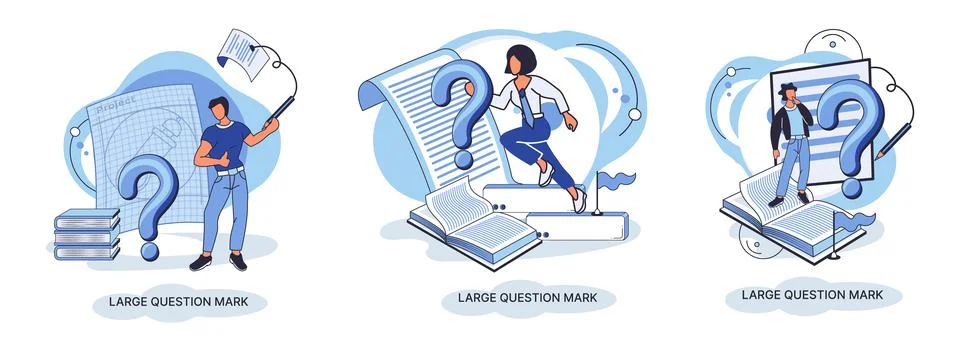 Ladge question mark. Problem and solution concept metaphor. Ask questions. FAQ 스톡 일러스트