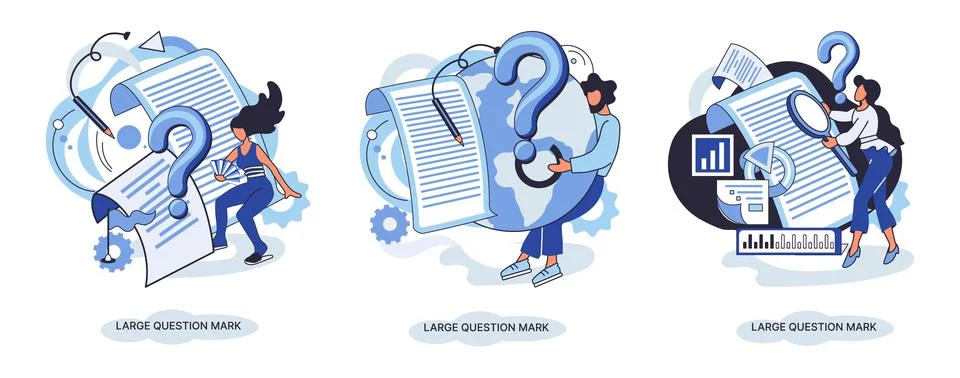 Ladge question mark. Problem and solution concept metaphor. Ask questions. FAQ Illustrazione stock