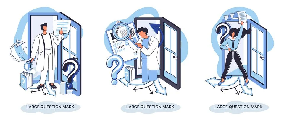 Ladge question mark. Problem and solution concept metaphor. Ask questions. FAQ 스톡 일러스트