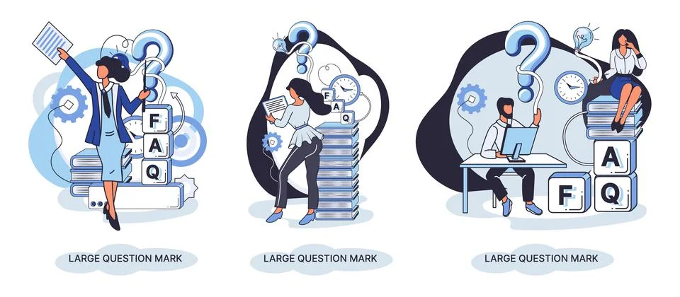 Ladge question mark. Problem and solution concept metaphor. Ask questions. FAQ 스톡 일러스트