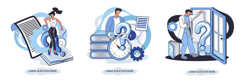 Ladge question mark. Problem and solution concept metaphor. Ask questions. FAQ 스톡 일러스트