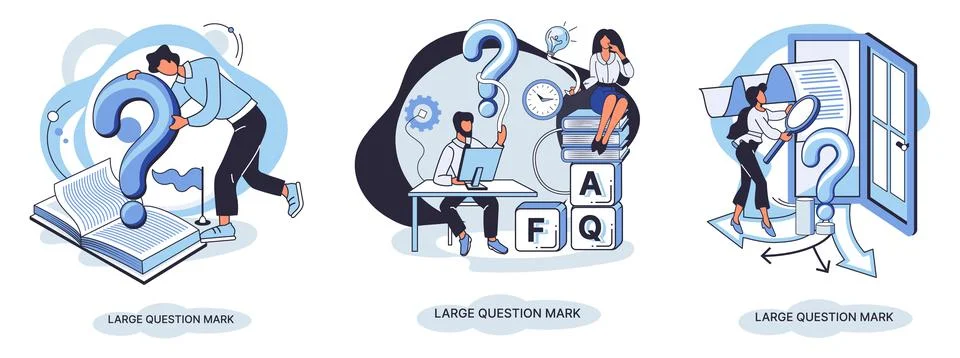 Ladge question mark. Problem and solution concept metaphor. Ask questions. FAQ 스톡 일러스트