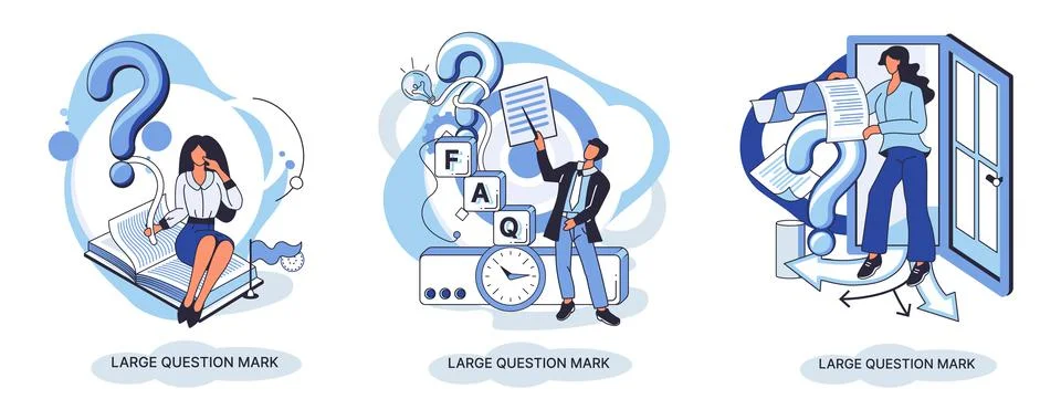 Ladge question mark. Problem and solution concept metaphor. Ask questions. FAQ イラスト素材