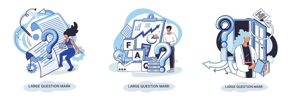 Ladge question mark. Problem and solution concept metaphor. Ask questions. FAQ 스톡 일러스트
