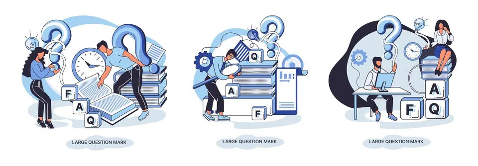 Ladge question mark. Problem and solution concept metaphor. Ask questions. FAQ Stock Illustration