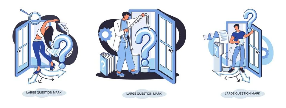 Ladge question mark. Problem and solution concept metaphor. Ask questions. FAQ Stock Illustration