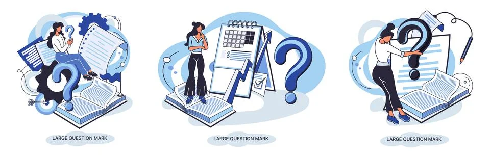 Ladge question mark. Problem and solution concept metaphor. Ask questions. FAQ 스톡 일러스트