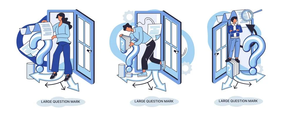 Ladge question mark. Problem and solution concept metaphor. Ask questions. FAQ 스톡 일러스트