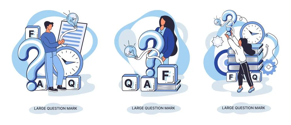 Ladge question mark. Problem and solution concept metaphor. Ask questions. FAQ Stock Illustration