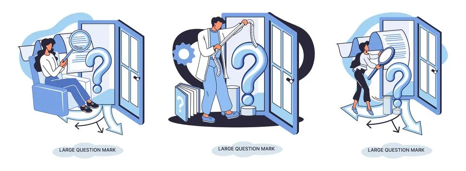 Ladge question mark. Problem and solution concept metaphor. Ask questions. FAQ Stock Illustration