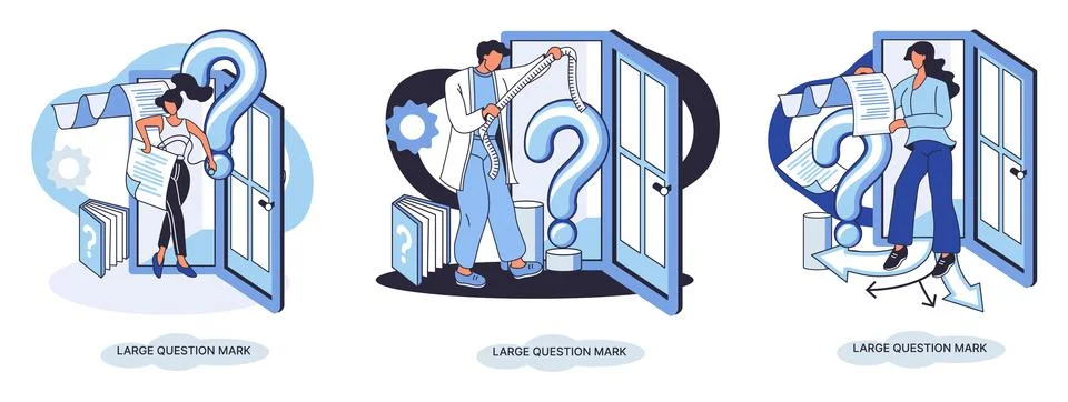 Ladge question mark. Problem and solution concept metaphor. Ask questions. FAQ Stock Illustration