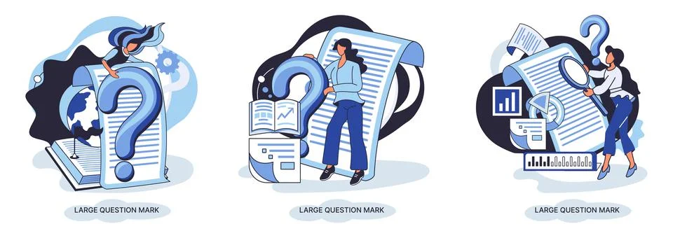 Ladge question mark. Problem and solution concept metaphor. Ask questions. FAQ Stock Illustration