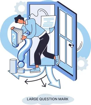 Ladge question mark. Problem and solution concept metaphor. Ask questions. FAQ イラスト素材