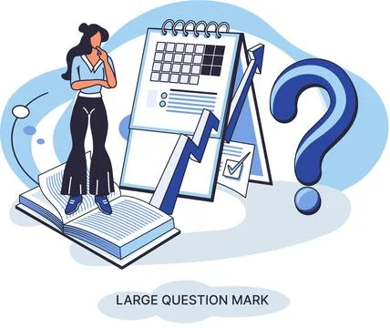 Ladge question mark. Problem and solution concept. Uncertainty and unexplained Illustrazione stock