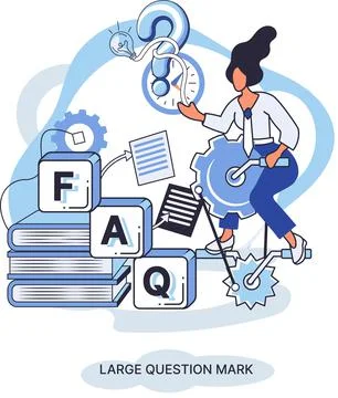 Ladge question mark. Problem and solution concept metaphor. Ask questions. FAQ 스톡 일러스트